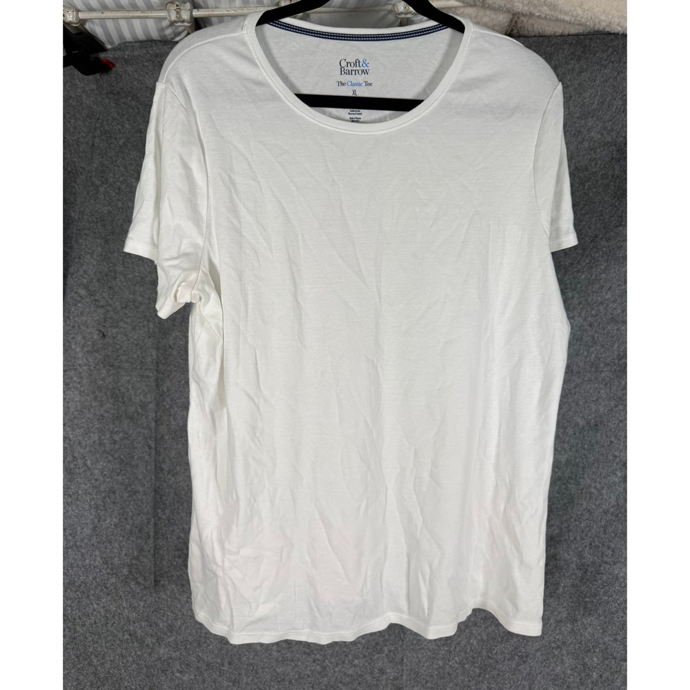 Croft & Barrow Womens Short Sleeve Crewneck T-Shirt White 100% Cotton XL Classic
